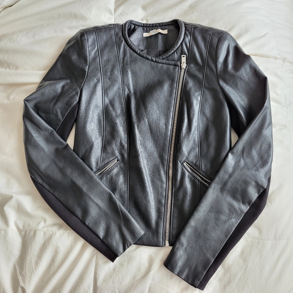 Zara TRF Outerwear Faux Leather Biker Jacket - Picture 2 of 11